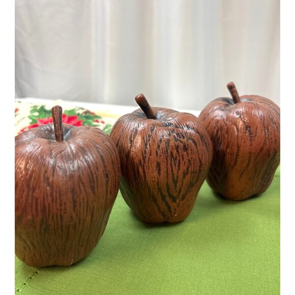 Plastic Fruit Vintage Wood Look Wood Grain Life Sized Banana Apples Pear 1970s - Picture 4 of 5